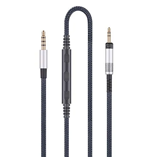 Audio Ersatzkabel kompatibel mit Audio Technica ATH-M50x, ATH-M40x, ATH-M70x Kopfhörer, Audiokabel mit Inline-Mikrofon und Fernbedienung Lautstärkeregler kompatibel mit iPhone kompatibel mit iPad