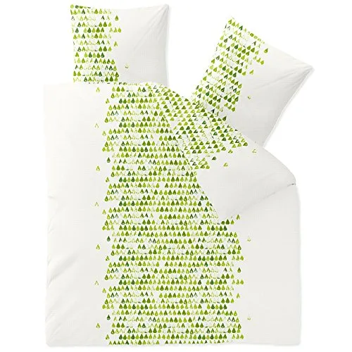 CelinaTex Enjoy Bettwäsche 200 x 220 cm - 3-teiliges Seersucker Set in Weiß Grün - Bettwäsche-Set aus atmungsaktiver Baumwolle mit praktischem Reißverschluss. Hautsympathisch und feuchtigkeitsregulierend für einen erholsamen Schlaf. Ideal für heiße Sommermonate.