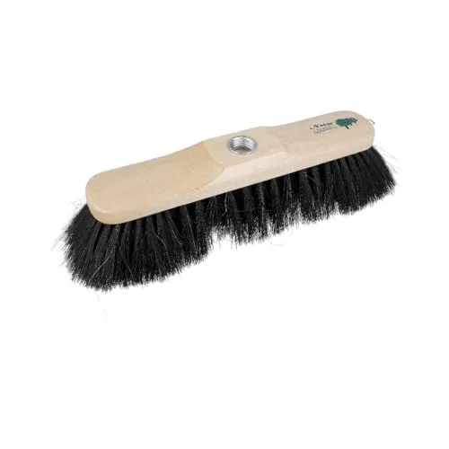 EUROHOME Zimmerbesen aus Naturholz mit Rosshaar - Besenkopf 31 cm robust aber sanft zum Boden - Stubenbesen dicht gewebt - Besen mit dunklen Borsten - Rosshaarbesen einfach auszubürsten