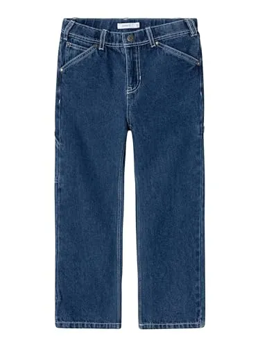NAME IT Boy Cargojeans Straight Fit - Jungen-Jeanshosen mit leichter Abnutzungsoptik, aus 80% Baumwolle und 20% recycelter Baumwolle für nachhaltigen Komfort und Stil.