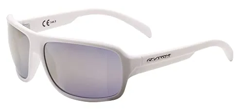 Cratoni COLOR+ LIFESTYLE Sportbrille Fahrradbrille Sonnenbrille 100% UV Schutz High-Definition Glas (weiss-grau blau gold)