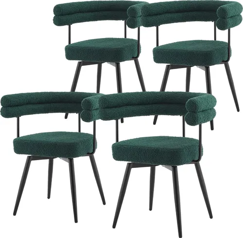 Ml-design Esszimmerstühle 4er Set Dunkelgrün, Drehbar und Ergonomisch