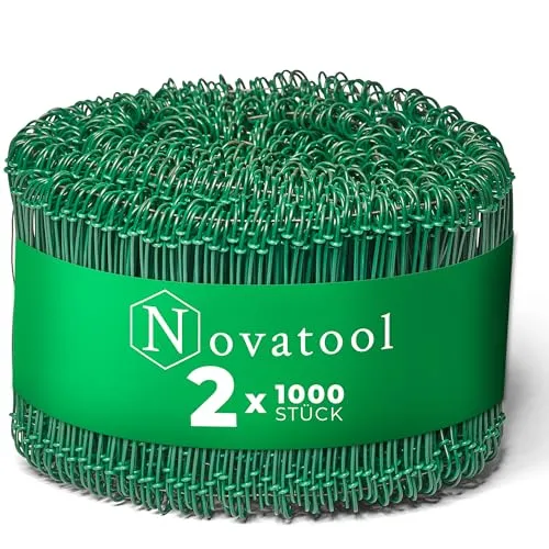 Novatool 2.000 Stück Rödeldraht mit Ösen 1,4 x 140mm - Praktischer Bindedraht in Grün, ideal für Gartenbau und Bauindustrie. Mit 2.000 Stück pro Bündel perfekt zum Verschließen und Binden von Materialien. Langlebig und vielseitig einsetzbar, auch für floristische Arbeiten geeignet.