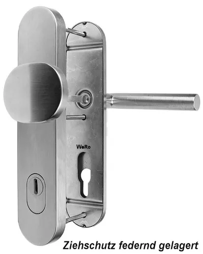 Edelstahl Schutzbeschlag für WOHNUNGSTÜREN Knopf/Drücker mit Zylinder- Abdeckung