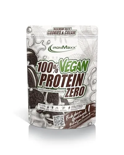 IronMaxx 100% Vegan Protein Zero - Cookies & Cream 500g | zuckerfreies und proteinreiches Eiweißpulver aus 4 Komponenten | veganes Proteinpulver ohne Aspartam