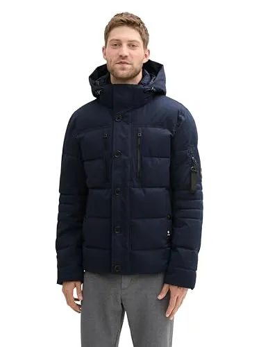 TOM TAILOR Herren Pufferjacke mit Abnehmbarer Kapuze - Funktionsjacke in Sky Captain Blue, ideal für Herbst und Winter, schützt vor Wind und Kälte mit pflegeleichtem, isolierendem Polyester und praktischen Taschen.
