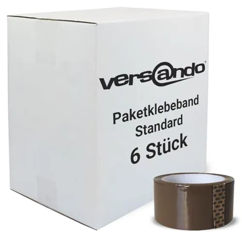 versando 6x Packband braun 66m Klebeband zum Verpacken von Paketen + Kartons - starke Klebekraft 6 Rollen