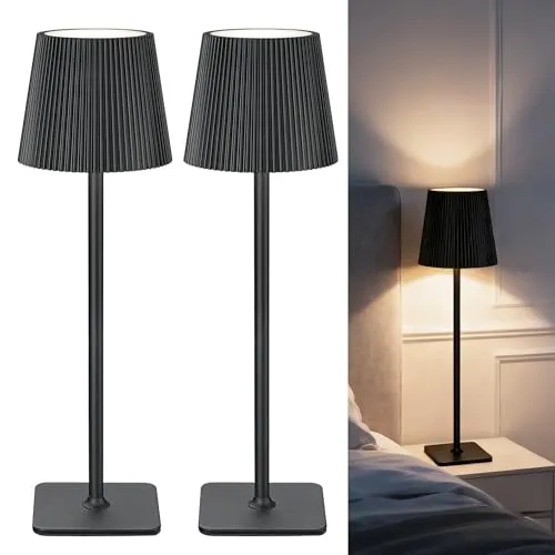 LuminexDesigns Kabellose LED Tischlampe VELA TL02 – Akku Tischleuchte Schwarz