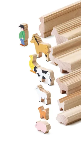 Erzi Bastelleisten Bauernhof 7 Teile aus Holz Spielzeug Basteln
