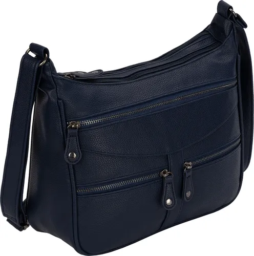 Damen Tasche Schultertasche Umhängetasche Leder Optik Handtasche NAVY (NB-3109)