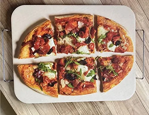 Just-BBQ Hochwertiger Pizzastein mit Zubehör für Gasgrill und Backofen (38 x 30cm Eckig)