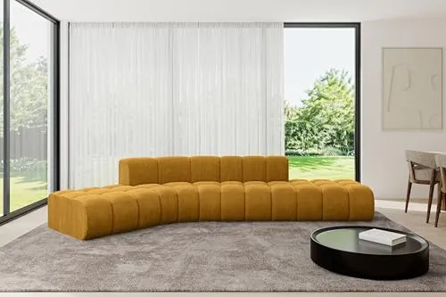 ALTDECOR Modulares Sofa Ecksofa in L-Form Corner modular Sofa Eckcouch Couch Wohnlandschaft Cauchsofa Bodensofa Polstersofa Solven-L1-380x174x70 cm Senfgelb