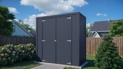 Gartenhaus Bertilo Cubico 1 Fineline 208 x 111 cm - Gartenhaus mit flachem Dach in elegantem Anthrazit, aus robustem Holz gefertigt – ideal für die stilvolle Aufbewahrung von Gartengeräten.