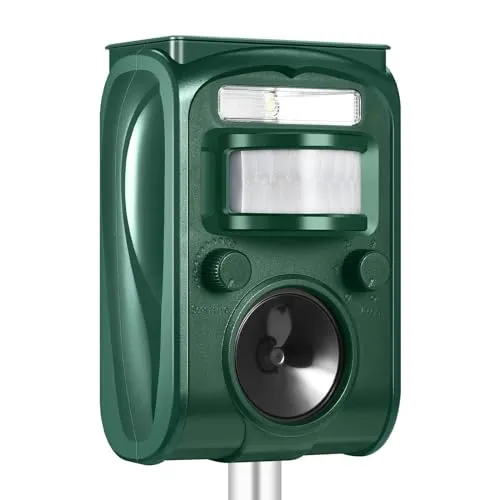 Ultraschall Vogelschreck mit Bewegungssensor - Haustierabwehr & Wildtierabwehr: Wetterfest und solarbetrieben, vertreibt effektiv Vögel mit Ultraschall und Blitz – ideal für Gärten und Terrassen.