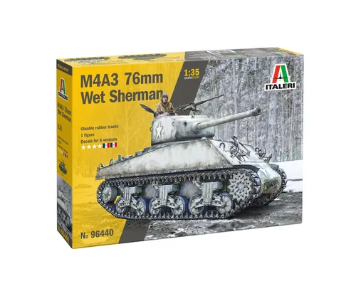 Italeri IT6440 1/35 M4 A3 Sherman 76mm wet Bausatz - Maßstab: 1:35, detailgetreuer Bausatz des legendären M4 A3 Sherman Panzers für Modellbau-Enthusiasten