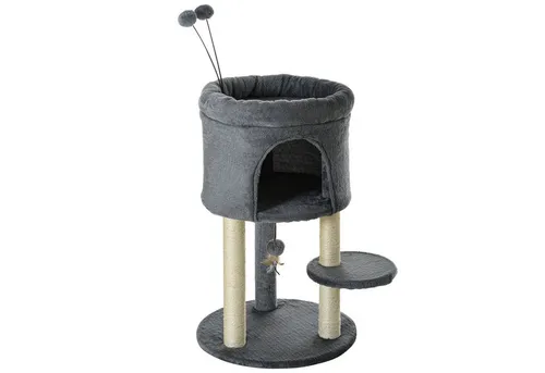 PawHut Kratzbaum 73,5H cm mit Katzenhöhle und Spielball von PawHut