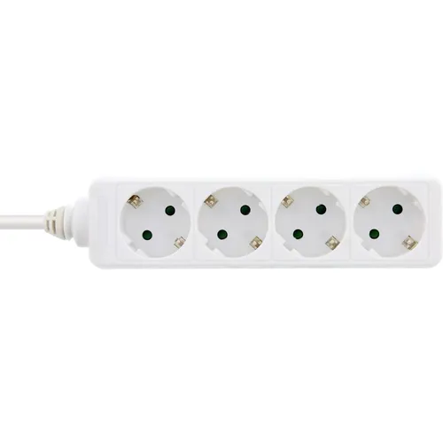 3.00m InLine Steckdosenleiste, 4-fach Schutzkontakt, weiss