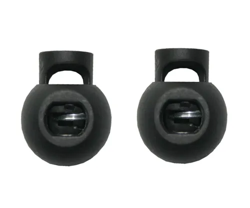 Kordelstopper Kordelklemme rund 1 Loch schwarz 2 Stück (0135)