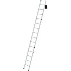 PROREGAL Sprossen-Anlegeleiter 14-Sprossen - Made in Germany - Leiter aus Aluminium mit 150 kg max. Belastbarkeit. Ideal für sichere Arbeiten in der Höhe durch stabile Konstruktion und patentierte Neigungstechnik.