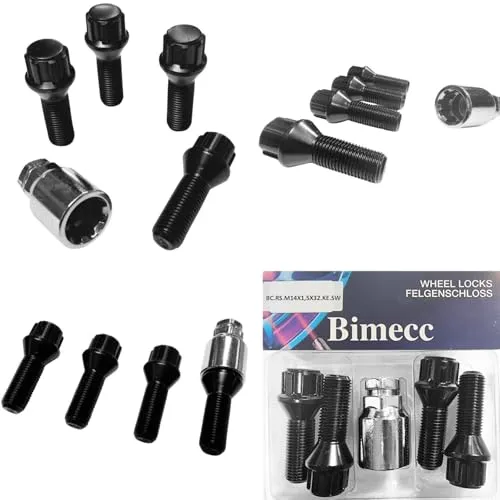Felgenschloss M14x1,5x32mm Kegelbund 60° kompatibel mit BMW Lamborghini Polestar Rolls-Royce Smart Volvo 4x schwarze Felgenschlösser Felgensicherungen 4er-Set Radsicherungen Radschrauben Radbolzen