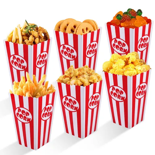 Popcorn Tüten 24 Stück, Rot Kleine Popcorntüte Party Papiertüte Snacks Candy ...