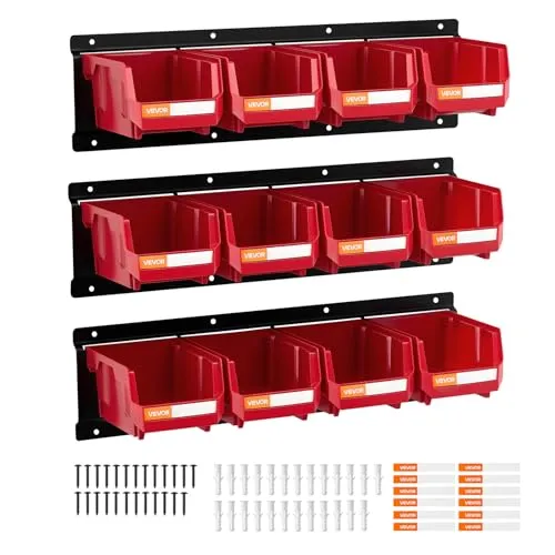 VEVOR Wandmontierte Stapelboxen (12er-Pack) mit Metallschienen