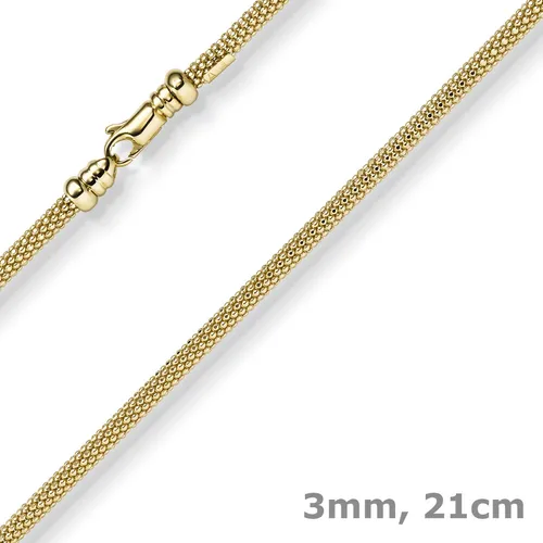 3mm Armband runde Himbeer-Kette aus 585 Gold Gelbgold Armschmuck Armkette 21cm