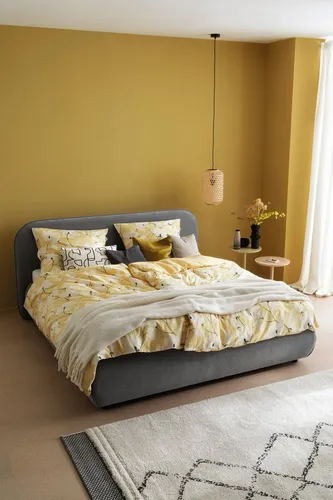 SCHÖNER WOHNEN Wendebettwäsche Fleur, 2-teilig aus Satin - Bettwäsche in gelbem Floral-Design, aus 100% Baumwolle, mit praktischer Wendefunktion für individuelles Styling und hohen Schlafkomfort.