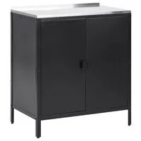 Beliani Gartenküche VILAMA Schwarz Silber 50x80x90 in schwarz von Beliani