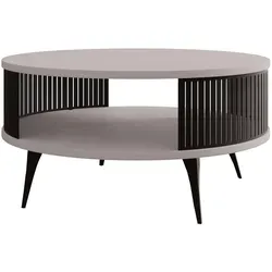 Mirjan24 Couchtisch Rajkon, Runde Form mit Ablage - Beistelltisch fürs Wohnzimmer mit stabilen Metallbeinen und eleganter Laminatplatte, ideal für modernen Wohnstil und praktischen Stauraum.