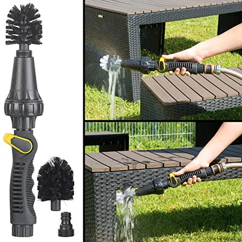 Royal Gardineer Rotierende Waschbürste: Rotierender Reinigungsbürsten-Aufsatz für Gartenschlauch, regulierbar (Jalousien Waschbürste, Felgenbürste, Autowaschbürste mit Wasseranschluss)