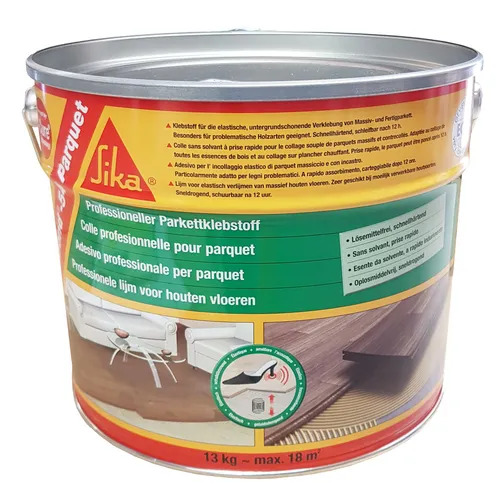 Sika Bond 54 Parquet Parkettklebstoff 13 kg - Hochwertiger Polyurethan Parkettkleber, ideal für Mehrschicht- und Massivparkett, sorgt für eine langlebige Verbindung und einfache Anwendung.