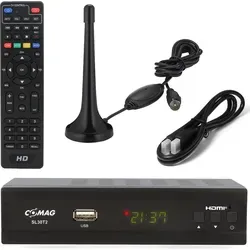 Comag SL30 DVB-T2 Receiver mit aktiver Zimmerantenne und HDMI Kabel - TV-Receiver für hochauflösendes DVB-T2 Fernsehen, inklusive Verstärkerantenne für optimalen Empfang und USB TV Aufnahme (PVR Ready). Genießen Sie gestochen scharfe Bilder in Full HD!
