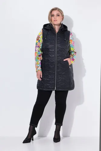 MIAMODA Steppweste Long-Steppweste Blumen-Steppmuster Kapuze