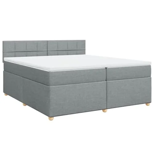 vidaXL Boxspringbett mit Matratze 200x200 cm in Hellgrau - Luxuriöses Boxspringbett mit Taschenfederkernmatratze und LED-Beleuchtung für ein individuelles Schlafambiente. Genieße maximalen Komfort und erholsame Nächte in stilvollem Design.
