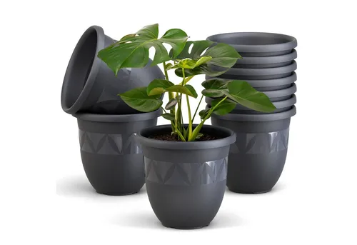 Plastard Pflanzkübel 3er, 5er, 10er Sets, Blumentop, Übertopf, Pflanztopf 15 - 40 cm (10 St), frostbeständig, UV-beständig, witterungsbeständig, langlebig