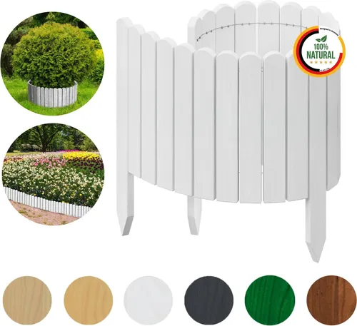 Floranica Rollborder Flexibler Holzzaun 100 x 40 cm Weiß von Pemicont