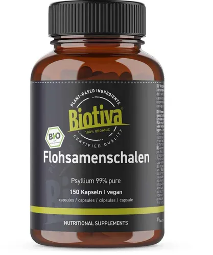 Flohsamenschalen Bio (150 Kapseln) Biotiva (124,08 EUR/kg)