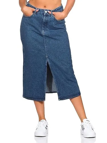 ONLY Damen Midi Jeans Rock ONLBianca 15319268 - Röcke für Damen, nachhaltig aus recycelter Baumwolle, schont Ressourcen und bietet einen modernen Look für umweltbewusste Fashionistas.