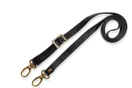 Josephine Osthoff - Echtleder Crossbody Strap 135 cm, Espresso/Gold - Hochwertiger Schulterriemen aus langlebigem Echtleder, 360° drehbarer Karabiner, verstellbar von 70 cm bis 135 cm, ideal für Taschen und Umhängetaschen.