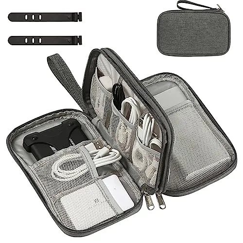 OdiuK Kabeltasche, Elektronische Tasche Universal Kabelorganizer Tasche, Tragbare Reisekabel Wasserdicht Doppelschicht Reise Elektronik Zubehör Taschen für Handy Ladekabel USB Powerbank (Grau)