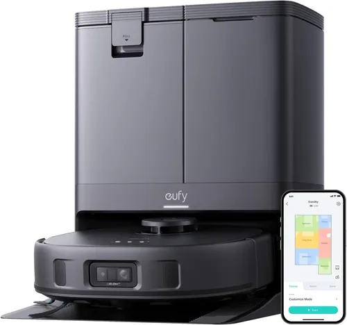 eufy X10 Pro Omni Saugroboter mit Wischfunktion - Roboterstaubsauger mit 8.000Pa Saugkraft und Auto-Absaugstation für mühelose Reinigung, inklusive selbstreinigendem Mop und AI-gesteuerter Navigation.