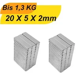 Stück Neodym Magnet 20mm x 5mm x 2mm Supermagnete hohe Haftkraft Quadermagnete 20