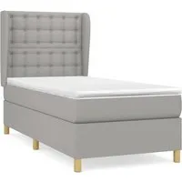 vidaXL Boxspringbett Hellgrau 90x190 cm mit Matratze - Gemütliches Boxspringbett für erholsamen Schlaf! Mit höhenverstellbarem Kopfteil und mittelharte Matratze für optimale Unterstützung. Ideal für Rücken- und Bauchschläfer.