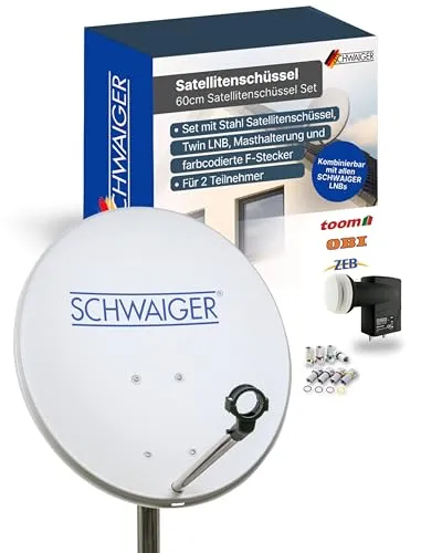 SCHWAIGER Satellitenschüssel Komplettset 55cm HD 4K von Schwaiger