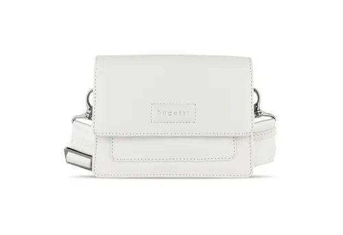 bugatti Elsa Umhängetasche Leder 18,5cm (weiß) - Damentasche aus hochwertigem Leder mit praktischem Reißverschlussfach, stilvolles Design in elegantem Weiß, ideal für jeden Anlass.