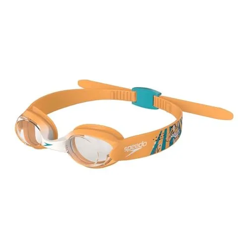 Speedo Unisex Kinder Illusion Schwimmbrille | Sichere Passform | Anti-Beschlag | Wasserdicht Schwimmbrille, Aanadi Orange/Aquarium, Einheitsgröße