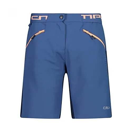 CMP Woman Free Bike Bermuda - Atmungsaktive Damenbermuda mit Sitzpolster in Dusty Blue (M879) 42 - Casual Bike Wear für Damen, ideal für Radtouren im Gelände. Atmungsaktives und elastisches Außengewebe mit herausnehmbarem Sitzpolster für optimalen Komfort auf schwierigen Trails.