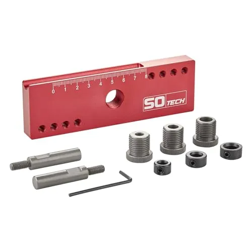 SOTECH Bohrschablone für zentriertes Bohren - Schrank-Zubehör für präzises Bohren am Korpus von 6/8/10 mm, ideal für Push-to-Open Türdämpfer und mit praktischem Tragekoffer.