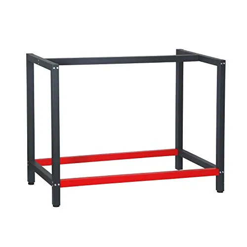 Wiltec Werkbank Gestell 100 x 57 x 81 cm aus Stahl, Werkbankgestell in Anthrazit Rot, Tischgestell max. 200 kg als Werkbank, Arbeitstisch & Sideboard